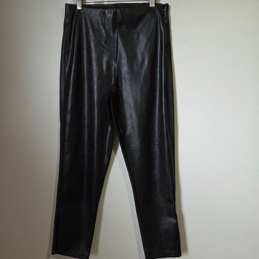 LIKE NEW OLD NAVY EXTRA HIGH RISE SKINNY BLACK FAUX LEATHER PANTS SIZE 10